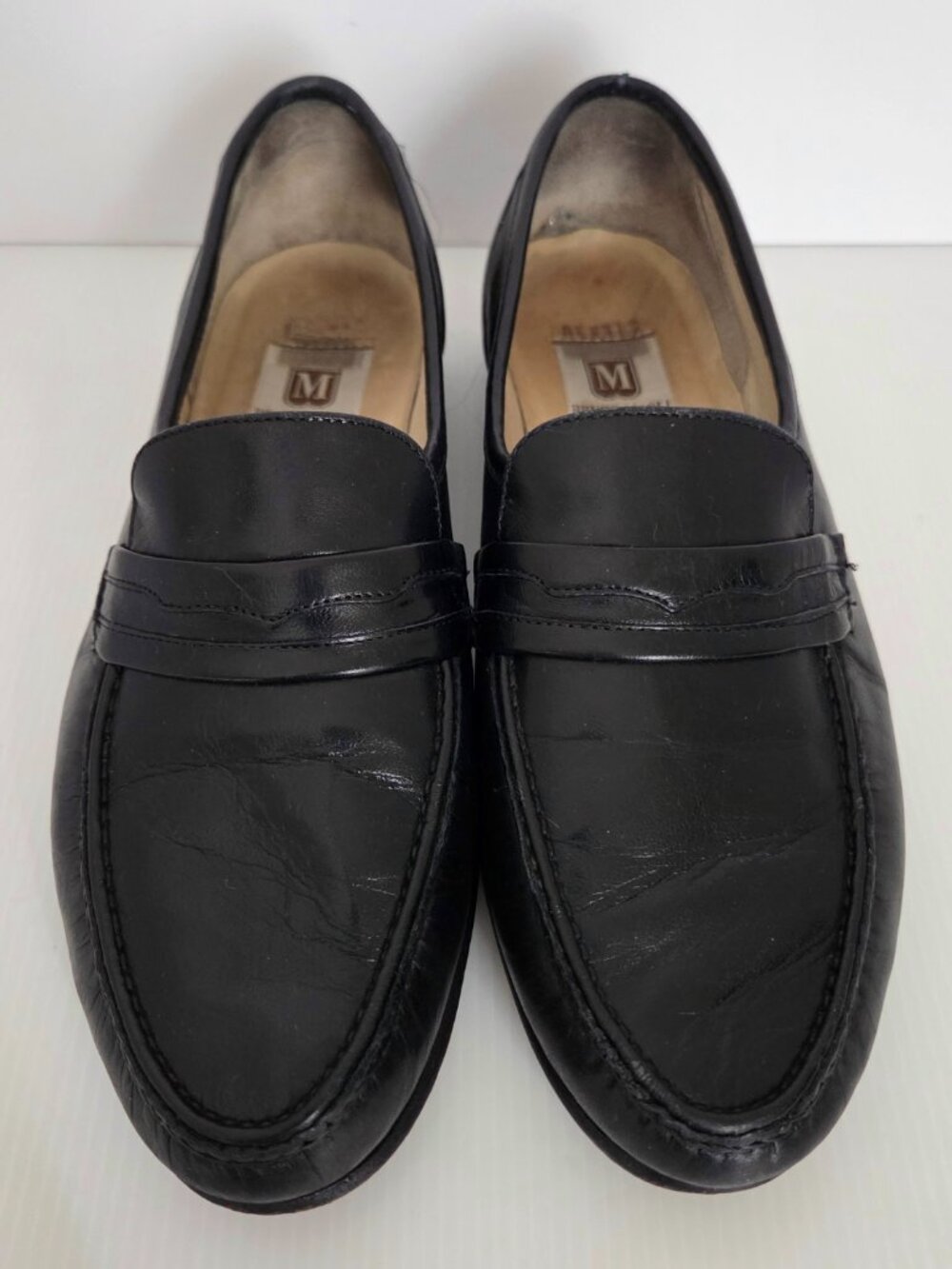 Bruno Magli Men's Black Leather Penny Loafers Made in Italy Size 9.5 M 25810